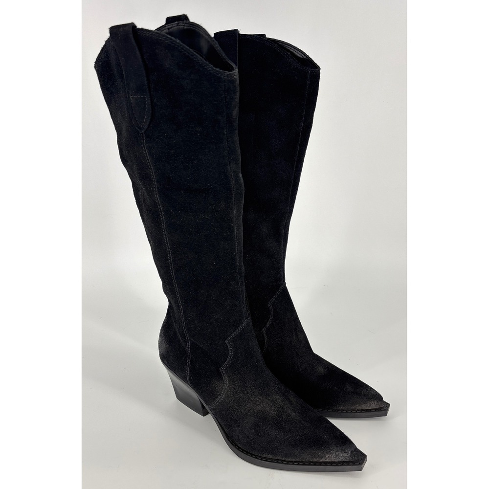 New Dolce Vita Regy Western Boot Black Women Size 10 Suede Pointed Toe Heel